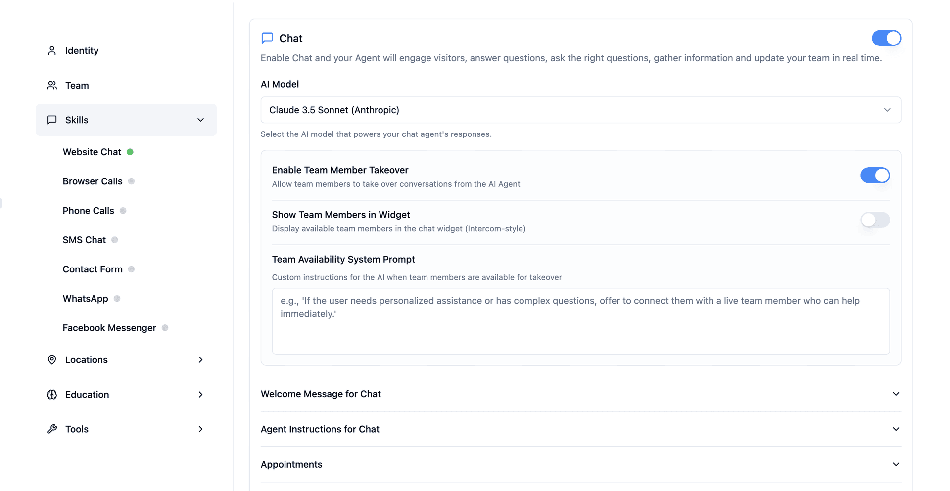 Multi-channel agent responsibilities